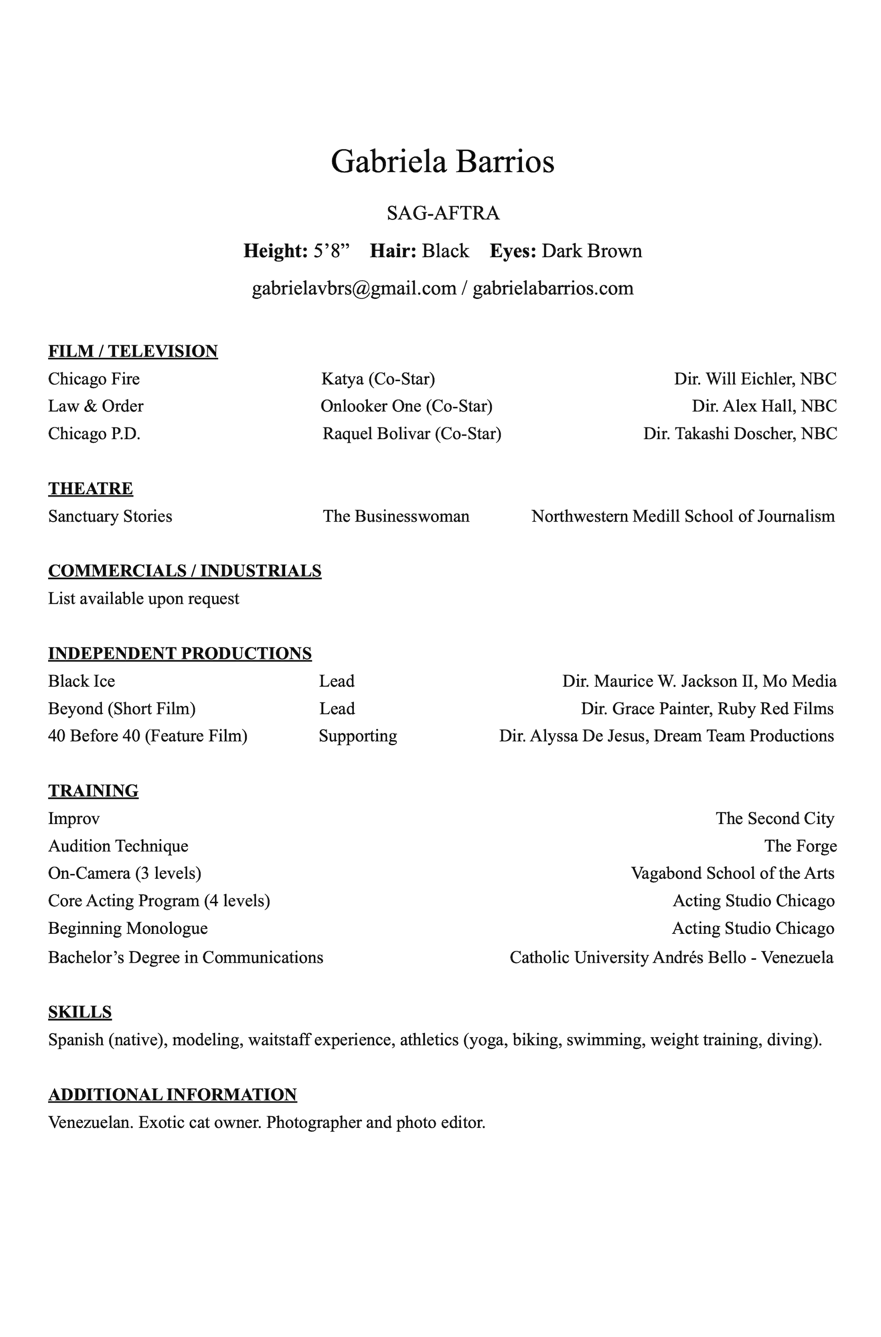 Gabriela Barrios Resume