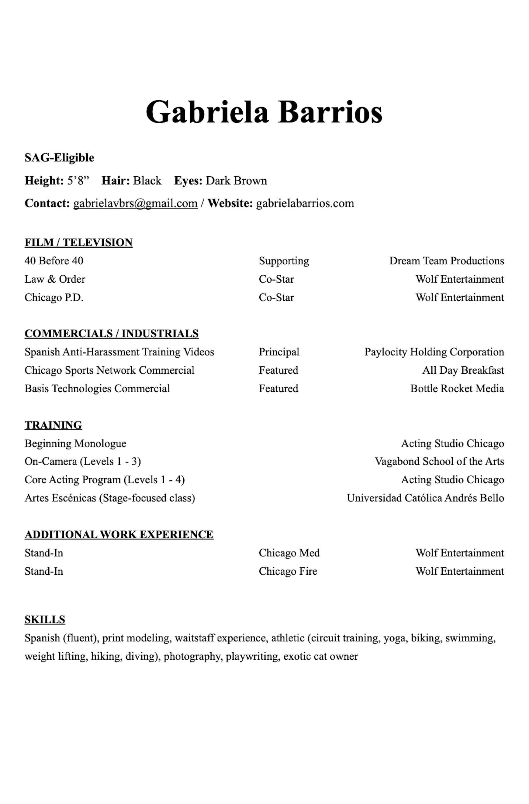 Gabriela Barrios Resume