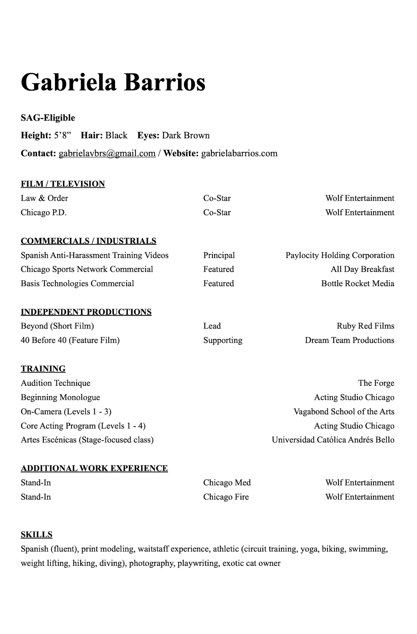 Gabriela Barrios Resume
